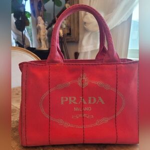 Prada Pink Canapa Canvas Tote Bag